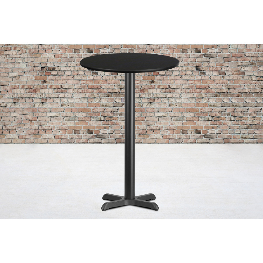 BLNK Round Bar Height Table with 22'' x 22'' Base - Black, 24"D