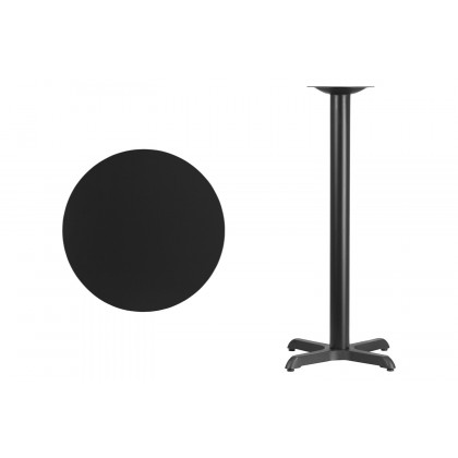 BLNK Round Bar Height Table with 22'' x 22'' Base - Black, 24"D