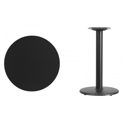 BLNK Round Table with 18'' Round Base - Black, 24"D