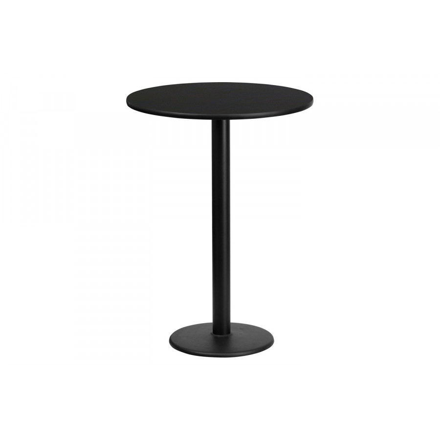 BLNK Round Bar Height Table with 18'' Round Base - Black, 24"D