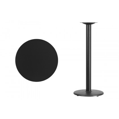 BLNK Round Bar Height Table with 18'' Round Base - Black, 24"D