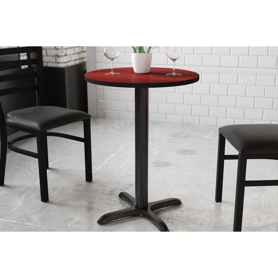 BLNK Round Table with 22'' x 22'' Base - Mahogany, 24"D