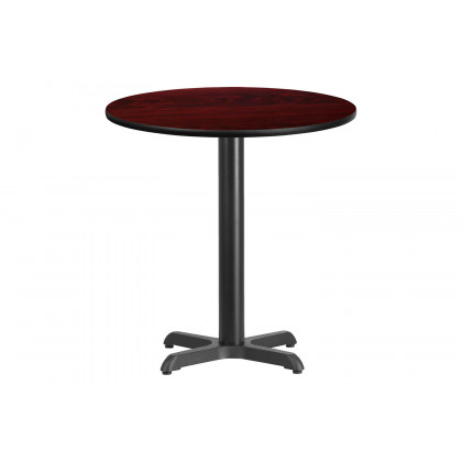 BLNK Round Table with 22'' x 22'' Base - Mahogany, 24"D