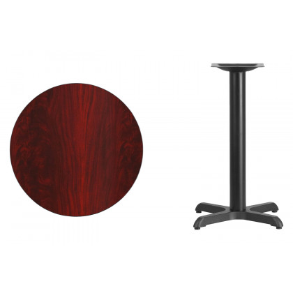 BLNK Round Table with 22'' x 22'' Base - Mahogany, 24"D