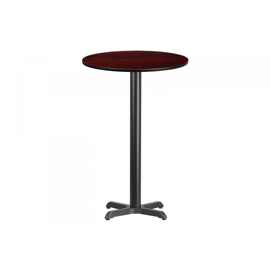 BLNK Round Bar Height Table with 22'' x 22'' Base - Mahogany, 24"D