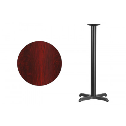 BLNK Round Bar Height Table with 22'' x 22'' Base - Mahogany, 24"D