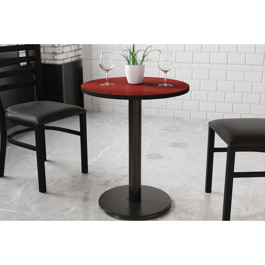 BLNK Round Table with 18'' Round Base - Mahogany, 24"D