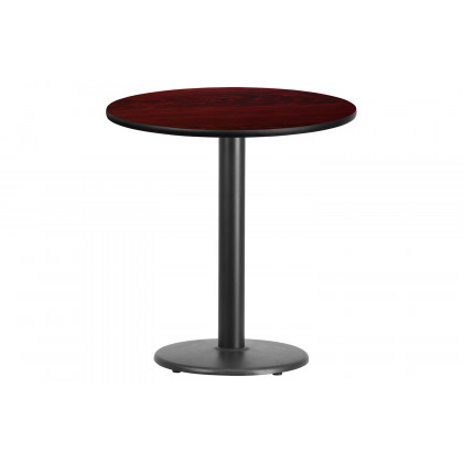 BLNK Round Table with 18'' Round Base - Mahogany, 24"D