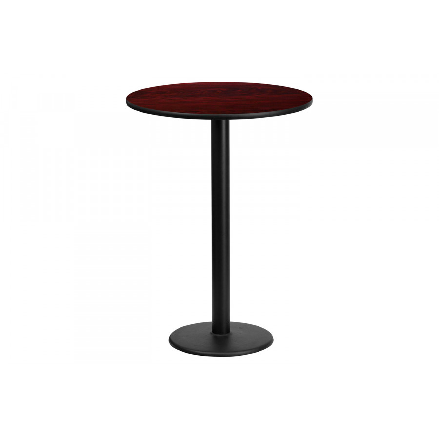 BLNK Round Bar Height Table with 18'' Round Base - Mahogany, 24"D