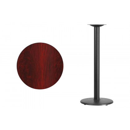 BLNK Round Bar Height Table with 18'' Round Base - Mahogany, 24"D
