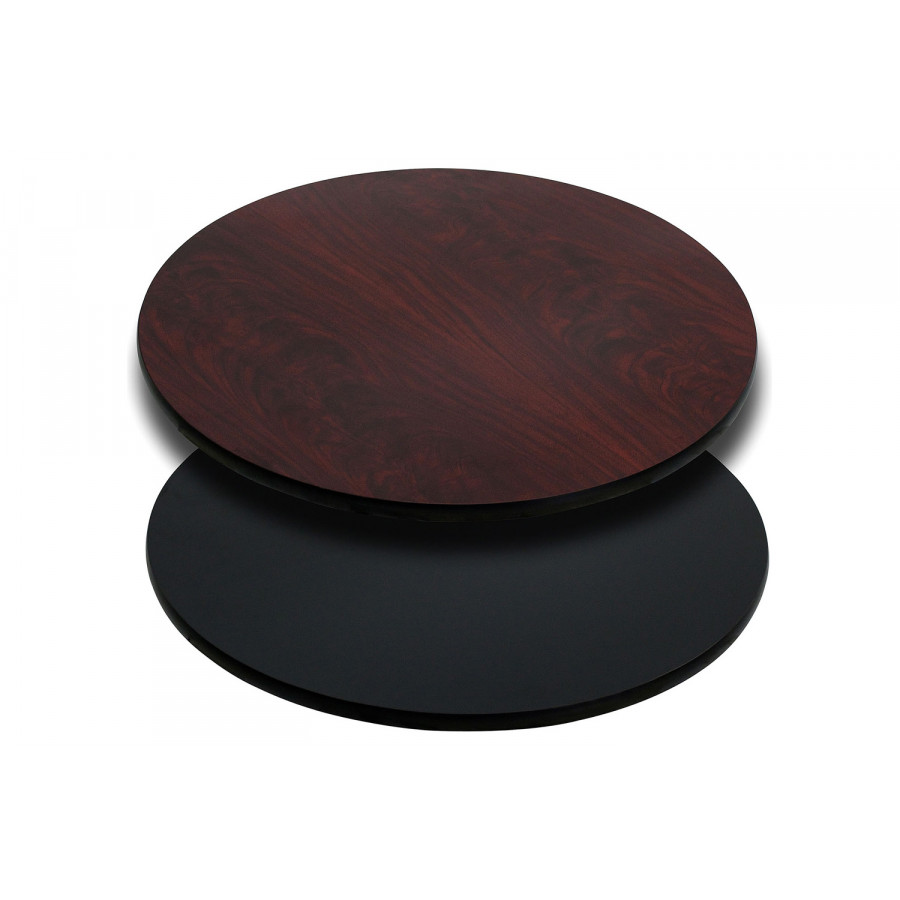 BLNK Glenbrook Round Laminate Reversible Table Top - Black or Mahogany, 24"D