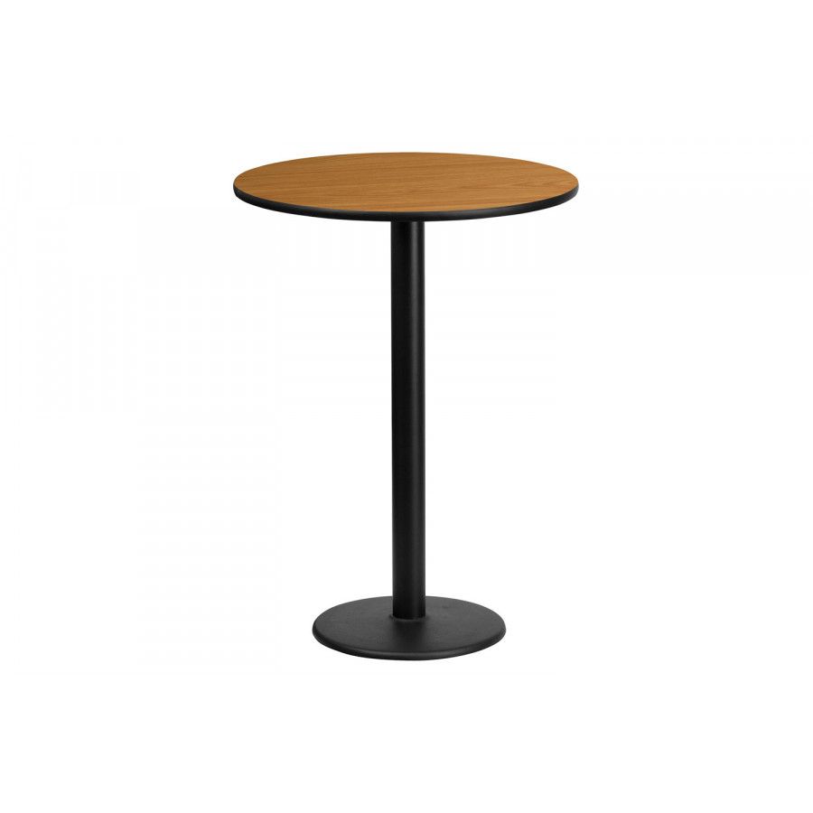 BLNK Round Bar Height Table with 18'' Round Base - Natural, 24"D
