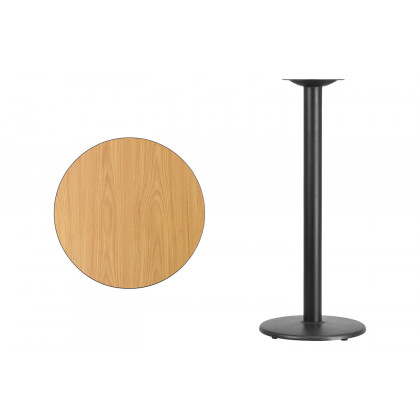 BLNK Round Bar Height Table with 18'' Round Base - Natural, 24"D