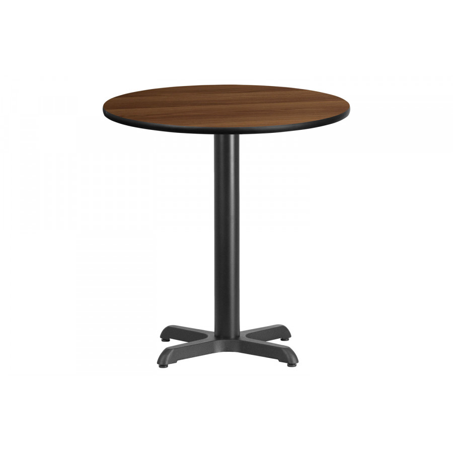 BLNK Round Table with 22'' x 22'' Base - Walnut, 24"D