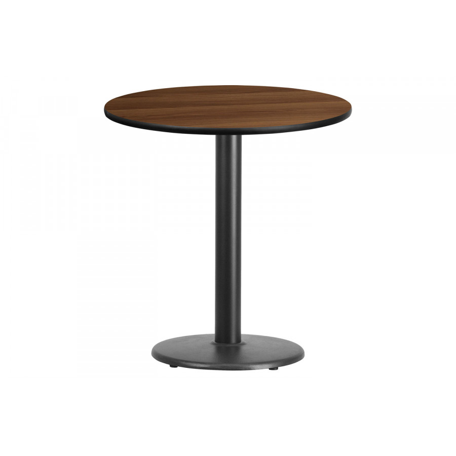BLNK Round Table with 18'' Round Base - Walnut, 24"D