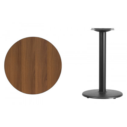 BLNK Round Table with 18'' Round Base - Walnut, 24"D