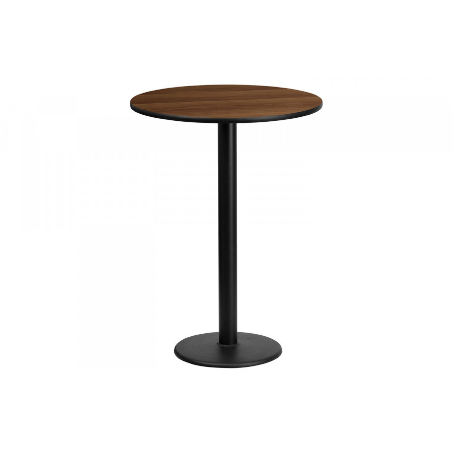BLNK Round Bar Height Table with 18'' Round Base - Walnut, 24"D