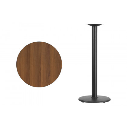 BLNK Round Bar Height Table with 18'' Round Base - Walnut, 24"D