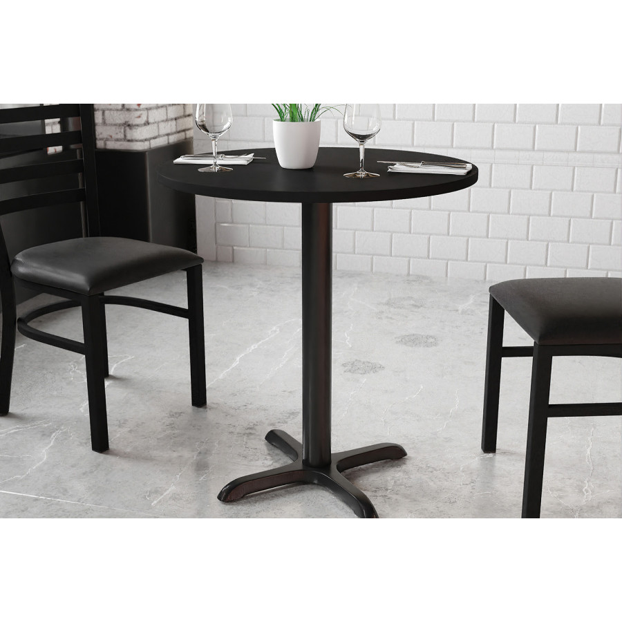 BLNK Round Table with 22'' x 22'' Base - Black, 30"D