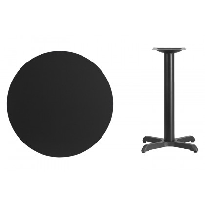 BLNK Round Table with 22'' x 22'' Base - Black, 30"D