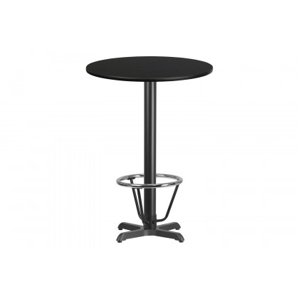 BLNK Round Bar Height Table with 22'' x 22'' Base - Black, 30"D, with Foot Ring