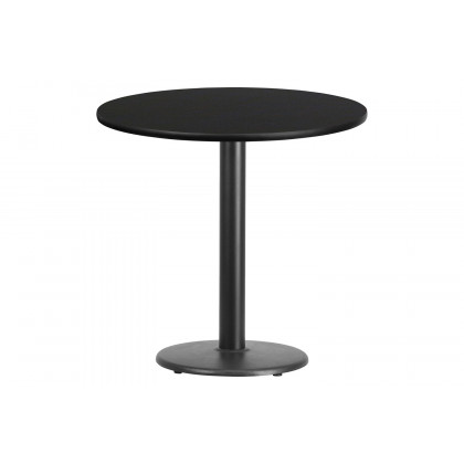 BLNK Round Table with 18'' Round Base - Black, 30"D