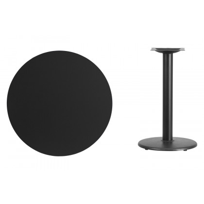 BLNK Round Table with 18'' Round Base - Black, 30"D