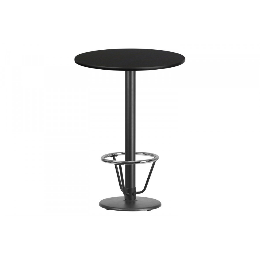 BLNK Round Bar Height Table with 18'' Round Base - Black, 30"D, with Foot Ring