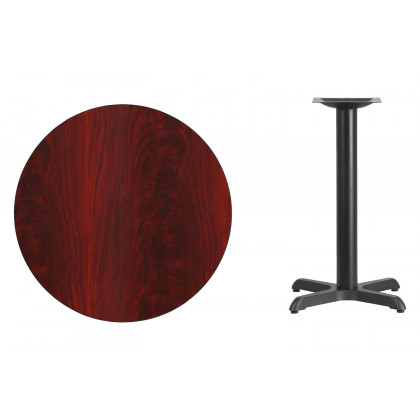 BLNK Round Table with 22'' x 22'' Base - Mahogany, 30"D