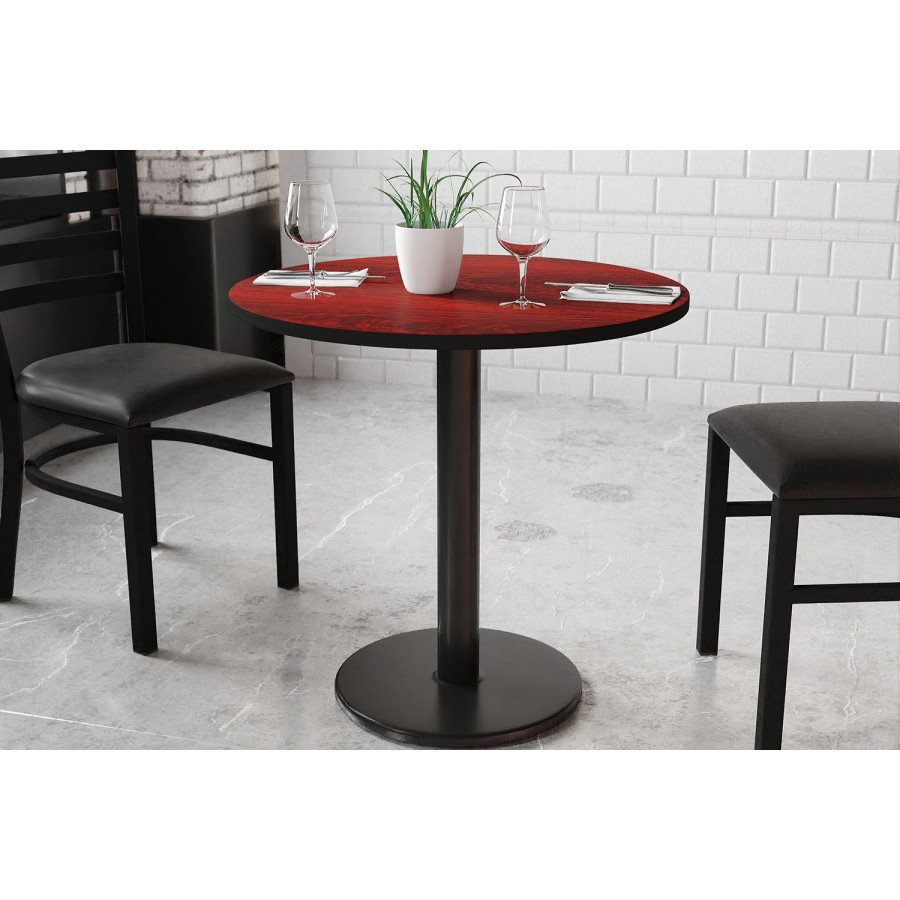 BLNK Round Table with 18'' Round Base - Mahogany, 30"D