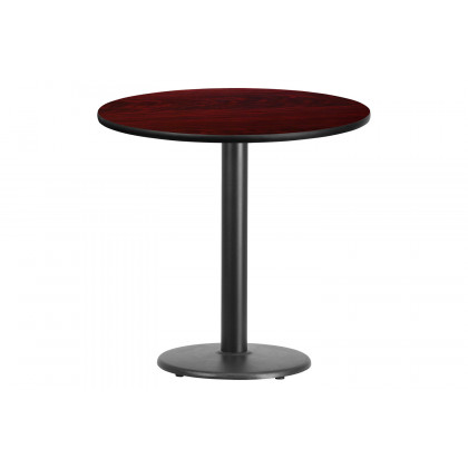 BLNK Round Table with 18'' Round Base - Mahogany, 30"D