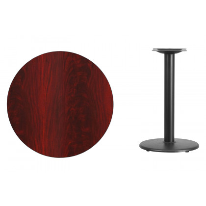 BLNK Round Table with 18'' Round Base - Mahogany, 30"D
