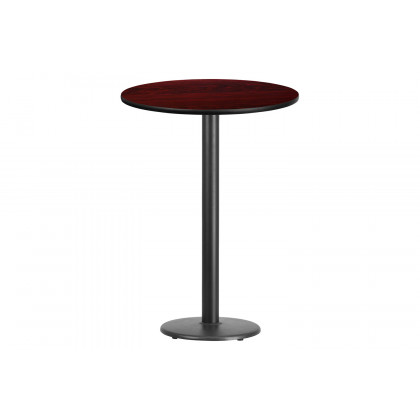 BLNK Round Bar Height Table with 18'' Round Base - Mahogany, 30"D