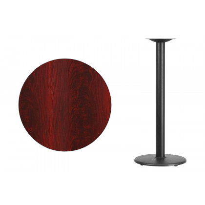 BLNK Round Bar Height Table with 18'' Round Base - Mahogany, 30"D