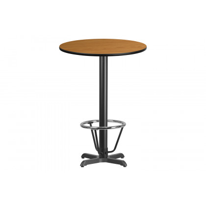 BLNK Round Bar Height Table with 22'' x 22'' Base - Natural, 30"D, with Foot Ring