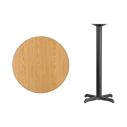 BLNK Round Bar Height Table with 22'' x 22'' Base - Natural, 30"D