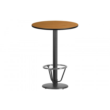 BLNK Round Bar Height Table with 18'' Round Base - Natural, 30"D, with Foot Ring