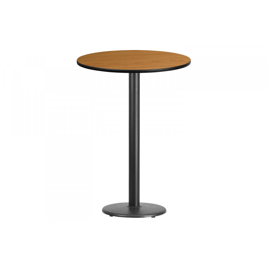 BLNK Round Bar Height Table with 18'' Round Base - Natural, 30"D