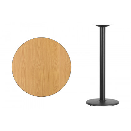 BLNK Round Bar Height Table with 18'' Round Base - Natural, 30"D