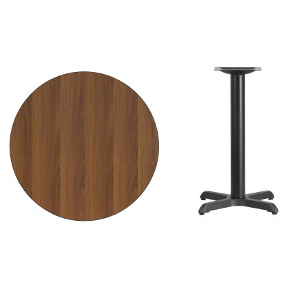 BLNK Round Table with 22'' x 22'' Base - Walnut, 30"D