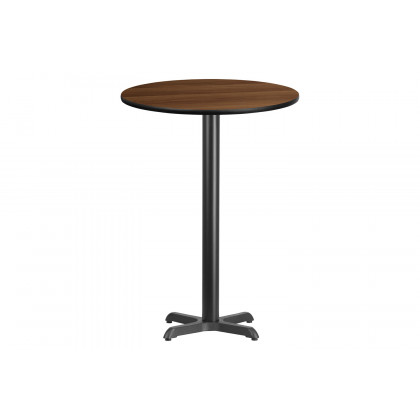BLNK Round Bar Height Table with 22'' x 22'' Base - Walnut, 30"D