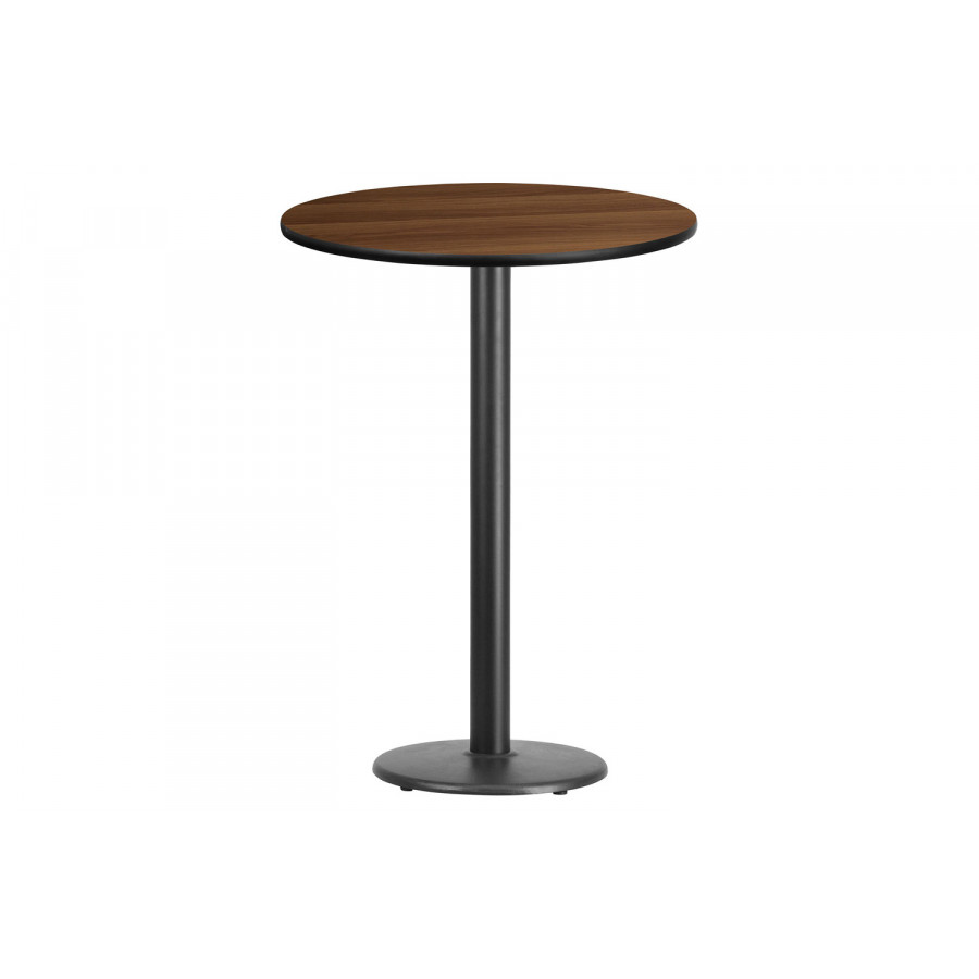 BLNK Round Bar Height Table with 18'' Round Base - Walnut, 30"D