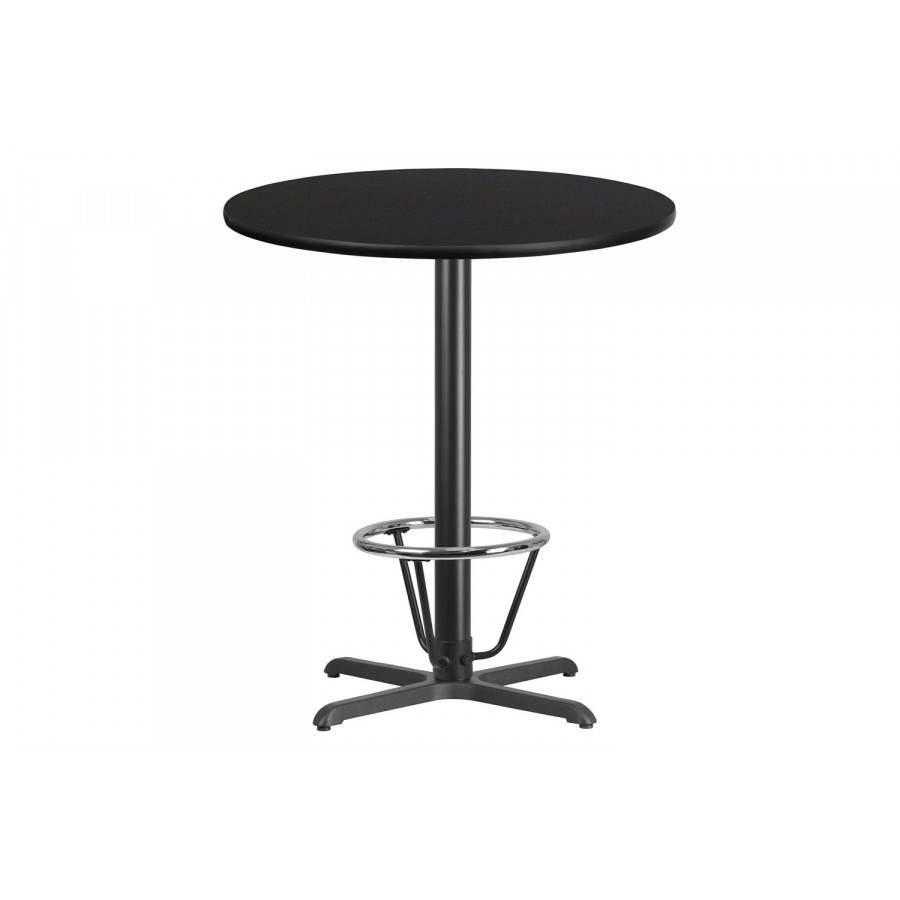 BLNK Round Bar Height Table with 30'' x 30'' Base - Black, 36"D, with Foot Ring