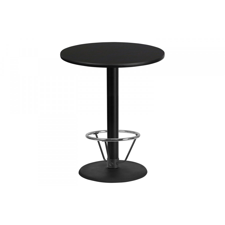 BLNK Round Bar Height Table with 24'' Round Base - Black, 36"D, with Foot Ring