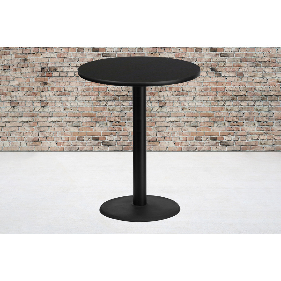 BLNK Round Bar Height Table with 24'' Round Base - Black, 36"D