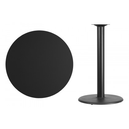 BLNK Round Bar Height Table with 24'' Round Base - Black, 36"D
