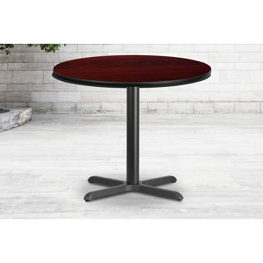 BLNK Round Table with 30'' x 30'' Base - Mahogany, 36"D