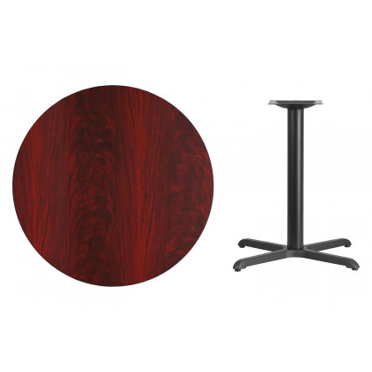 BLNK Round Table with 30'' x 30'' Base - Mahogany, 36"D