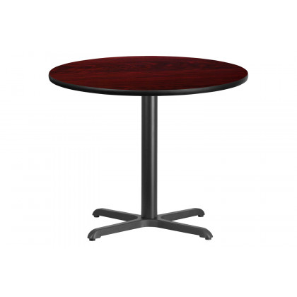 BLNK Round Table with 30'' x 30'' Base - Mahogany, 36"D