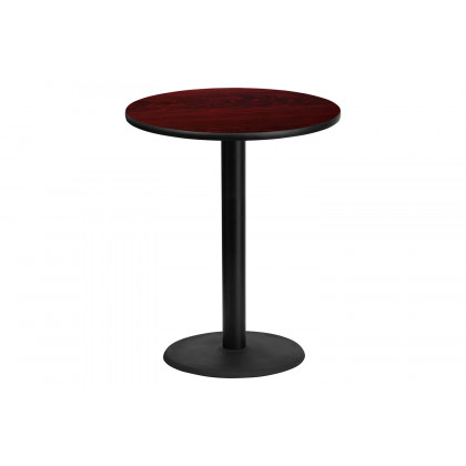 BLNK Round Bar Height Table with 24'' Round Base - Mahogany, 36"D